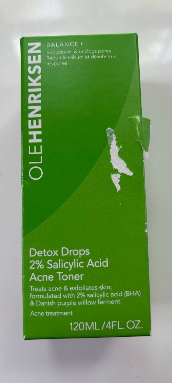 New Ole Henriksen Detox Drops 2% Salicylic Acid Acne Toner 4 FL OZ.